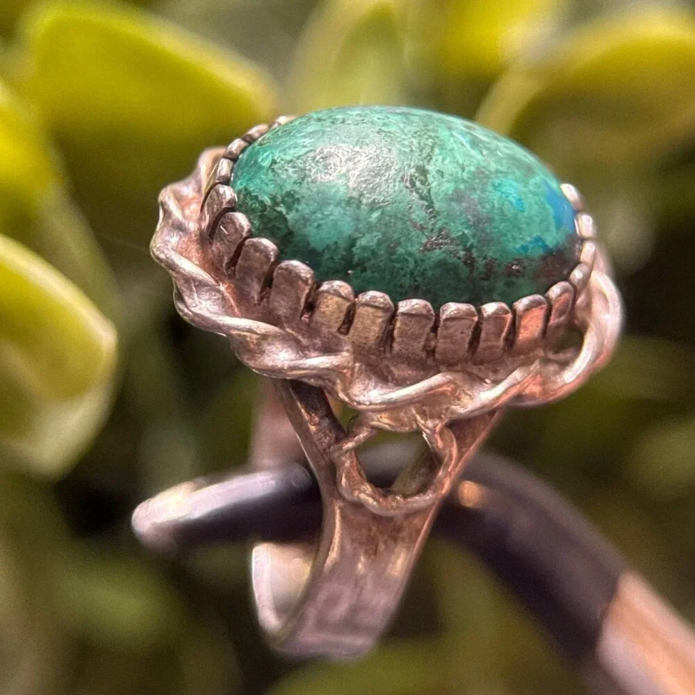 Sterling Silver Chrysocolla Stone‎ Ring